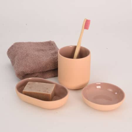 Alternative view of Soap cup | Orange (brown inside)