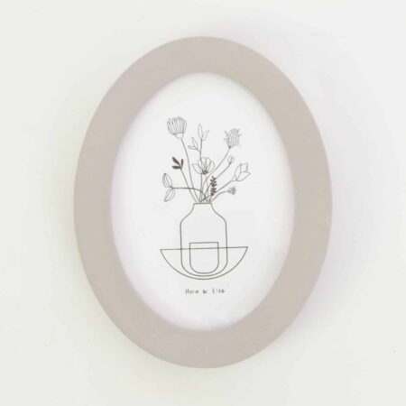 Ceramic photo frame - Oval - Grey