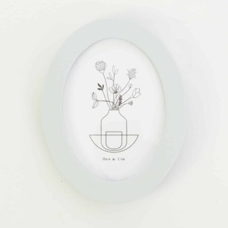 Ceramic photo frame - Oval - Light blue