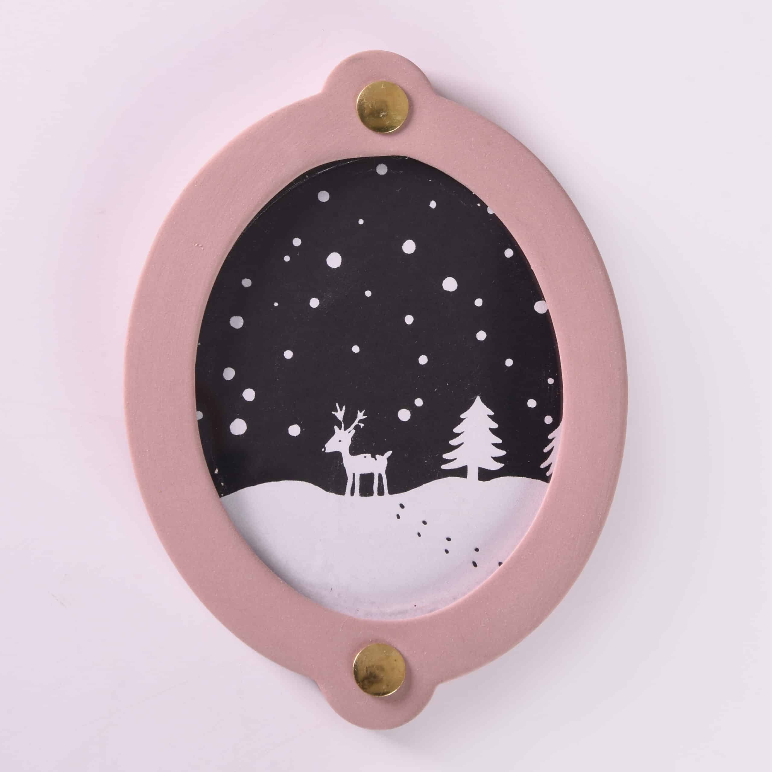 Christmas present photo frame oval | Brown