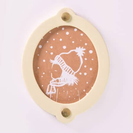 Christmas present photo frame oval | Yellow