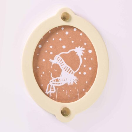 Christmas present photo frame oval | Yellow