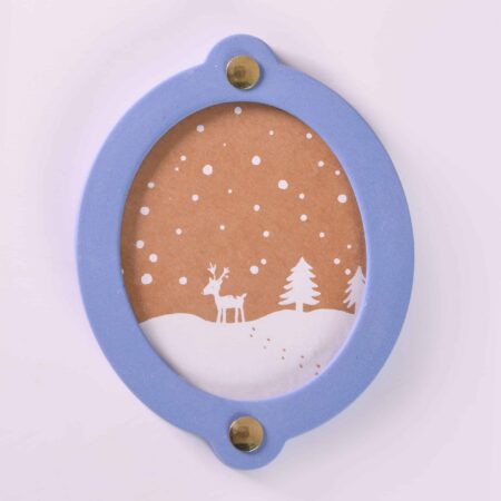 Christmas present photo frame oval | Cobalt