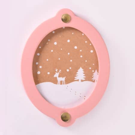 Christmas present photo frame oval | Coral red